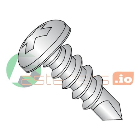 Newport Fasteners Self-Drilling Screw, #8 x 3/8 in, Plain 18-8 Stainless Steel Pan Head Phillips Drive, 10000 PK 156788